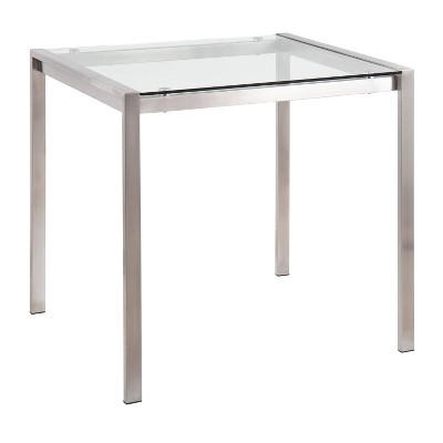 32" Fuji Square Dining Table Glass/Steel Clear - LumiSource