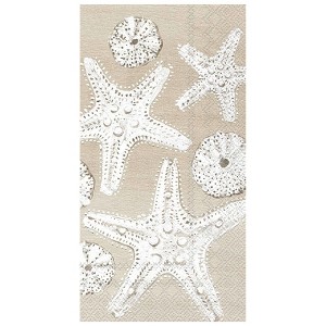 Boston International IHR 3-Ply Paper Guest Napkins, 4.5" x 8.5", Beach Treasures Starfish (Pack of 20) - 1 of 1