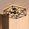 PAKOKULA Farmhouse 16.9 in. 4-Light Black Geometric Cage Semi-Flush Mount Ceiling Light - 2 of 4
