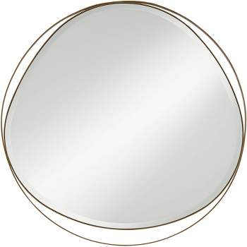 Noble Park Caffrey Brushed Gold 31 1/2" Round Wall Mirror