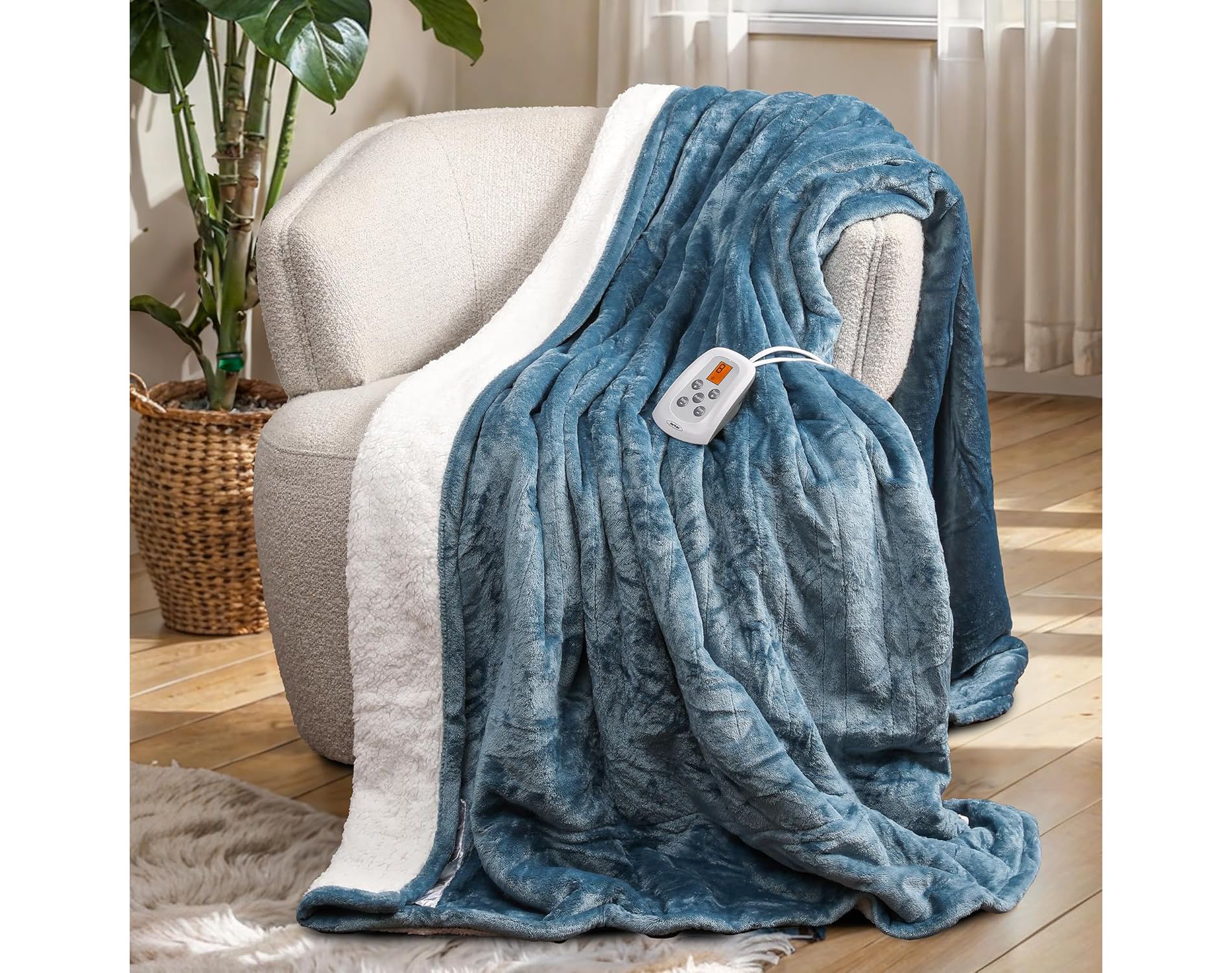 Heynemo Heated Blanket Twin Size, Fast Heating Throw with 10 Heating Levels & 0.5-12 Hour Auto-Off, ETL Certified, Machine Washable
