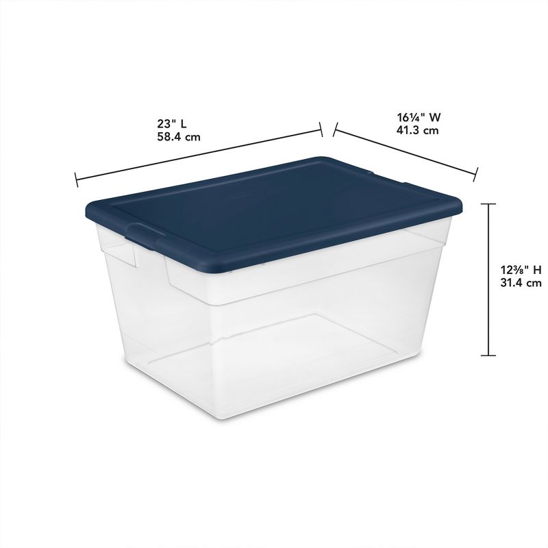 Sterilite Stackable Clear Home Storage Box with Handles and Marine Blue Lid for Efficient, Space Saving Storage and Organization, 4 of 11