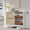 Jojoka Slim 4-Door Shoe Cabinet with Flip Drawers – Adjustable Shelves, Narrow Entryway Shoe Organizer with Farmhouse Fluted Design - 3 of 4