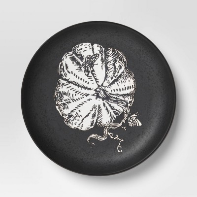 6.125" Halloween Stoneware Pumpkin Appetizer Plate Black - Threshold™: Round, Microwave & Dishwasher-Safe, Handcrafted