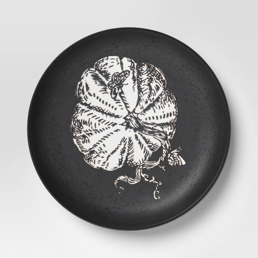 Photos - Plate 6.125" Halloween Stoneware Pumpkin Appetizer  Black - Threshold™