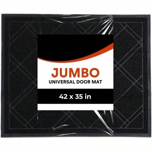 Universal Entryway Door 42x 35 Inch Plaid Floor Indoor Outdoor Use No - Slip Washable Patio Garage Red Black Patterned Mat - 1 of 4