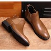 Santimon Men's Leather Chelsea Boots Formal Business Pointed Toe Casual Ankle Leather Boots Tan - 4 of 4