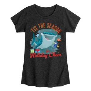 Girls' - Finding Dory - Tis the Season for Holiday Cheer Fitted Short Sleeve Graphic T-Shirt - 1 of 3