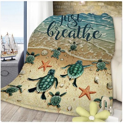Wikineon Turtle Flannel Fleece Blanket 3D Ocean Waves Flannel Soft Plush Throw Blanket Cozy Blankets For Bed Chair Car Sofa Couch Bedroom
