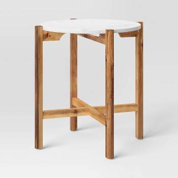 Wood and Marble Accent Table Natural - Threshold™