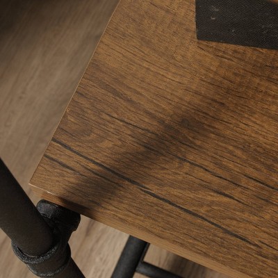 Iron City Checked Oak 5-Shelf Industrial Bookcase