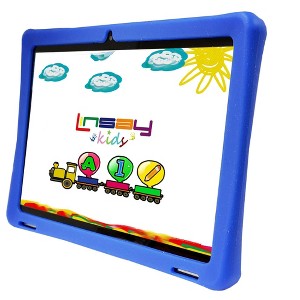 LINSAY 10.1"Octa Core 128GB Storage Android 15 Tablet with Yellow Kids Defender Case - 1 of 3