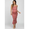 PinkBlush Mauve Satin Smocked Fitted Maternity Midi Dress - 2 of 4