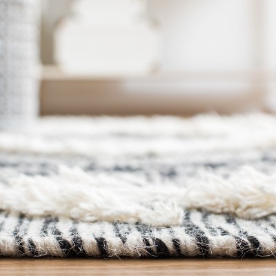 Kenya Black and Ivory Hand-Knotted Wool Area Rug 8' x 10'