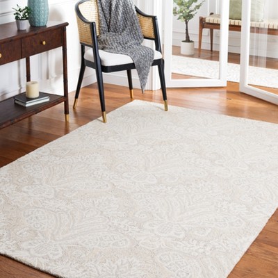Beige Hand-Tufted Wool Medallion Area Rug 3x5
