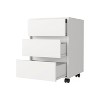 Okak 3-Drawer Mobile File Cabinet with Roller Blade Wheels, Locking Swivel Casters & Metal Gliders, Wood Storage for Bedroom/Office, White - 4 of 4
