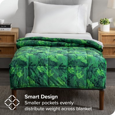 Green Dinosaur Minky Fleece Weighted Blanket for Kids, 10 lbs