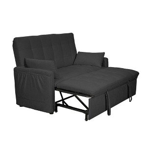 Modern 61" Large-Size Fabric Sofa Bed with Adjustable Backrest, Storage Pockets, Reinforced Iron Frame, Ideal for Bedroom, Apartment, Dorm - 1 of 4