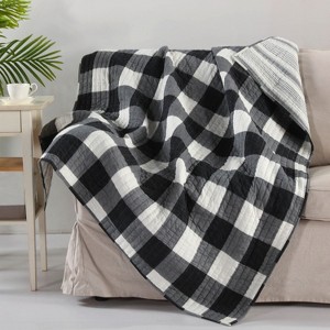 Camden Black Quilted Throw - Levtex Home - 1 of 3