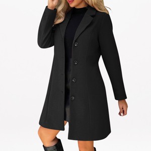YESFASHION Women Lapel Long Sleeve Single Breasted Trench Coat Mid