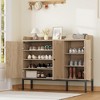 Shoe Cabinet with 3 Rattan Doors, Freestanding Shoe Organizer with Adjustable Shelves - 2 of 4
