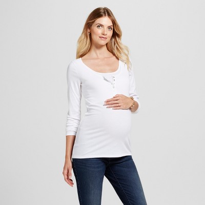 Long Sleeve Nursing Henley Maternity Top - Isabel Maternity By Ingrid &  Isabel™ White M : Target