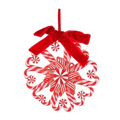 5.0 Inch Peppermint Wreath Red And White Tree Ornaments