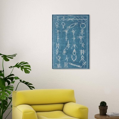 Wynwood Studio 20"x30" Nautical Knots Wall Art: Modern Canvas, Vertical Mixed Media Beach Decor