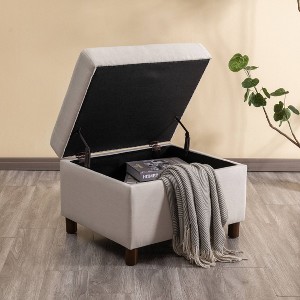 25" Wide Rectangle Storage Ottoman with Wood Legs and Hinged Lid - WOVENBYRD - 1 of 4