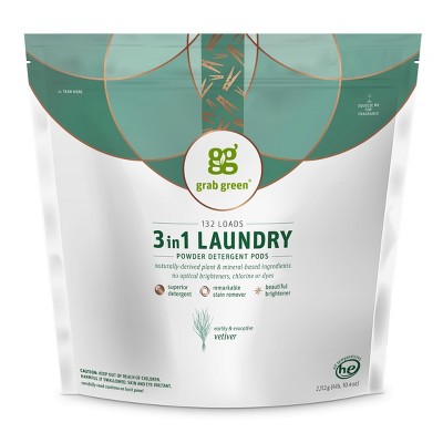 Grab Green 3 in 1 Laundry Detergent Pods, Vetiver Scent
