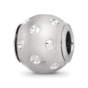 Black Bow Jewelry Textured & Diamond Cut Spotted Sterling Silver Bead Charm - 1 of 4