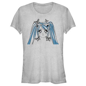 Juniors Womens Lost Gods Butterfly Anime Face T-Shirt - 1 of 4