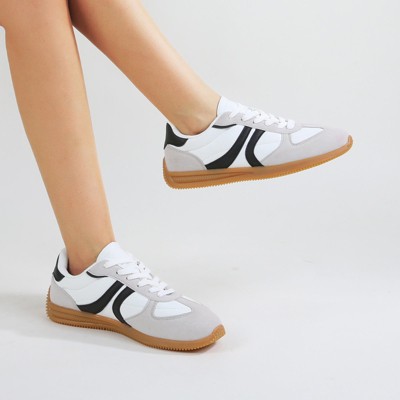 Женские кроссовки BERNESS Women's Lorna Stripe Suede Accents Retro Sneakers Beige 8 — фото 4