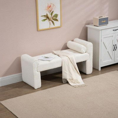 Boucle Bench,Upholstered Bench,Shoe Bench,Modern Ottoman Bench,Vanity Stools,End Of Bed Bench,Footrest For Bedroom,Living Room,Hallway-Cuddlewood