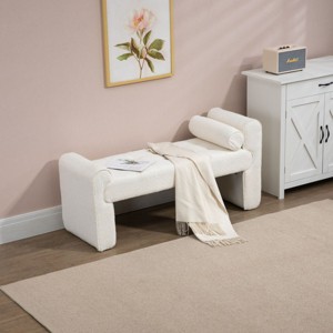 Boucle Bench,Upholstered Bench,Shoe Bench,Modern Ottoman Bench,Vanity Stools,End Of Bed Bench,Footrest For Bedroom,Living Room,Hallway-Cuddlewood - 1 of 4