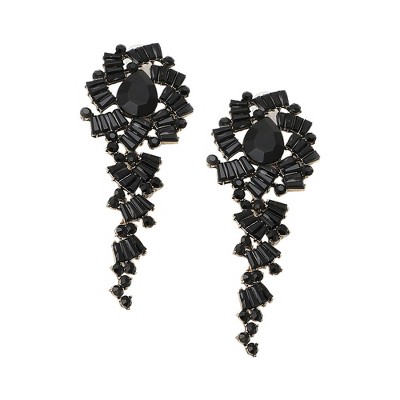 SOHI Women's Black Crystal Drop Earrings