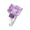 Ross-Simons 9.00 ct. t.w. Emerald-Cut Amethyst Ring in Sterling Silver - 3 of 4