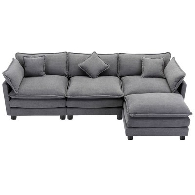 NicBex Modern 112.2" Chenille Sectional Sofa Modular L Shape Sofa Couch with Ottoman for Living Room Apartment