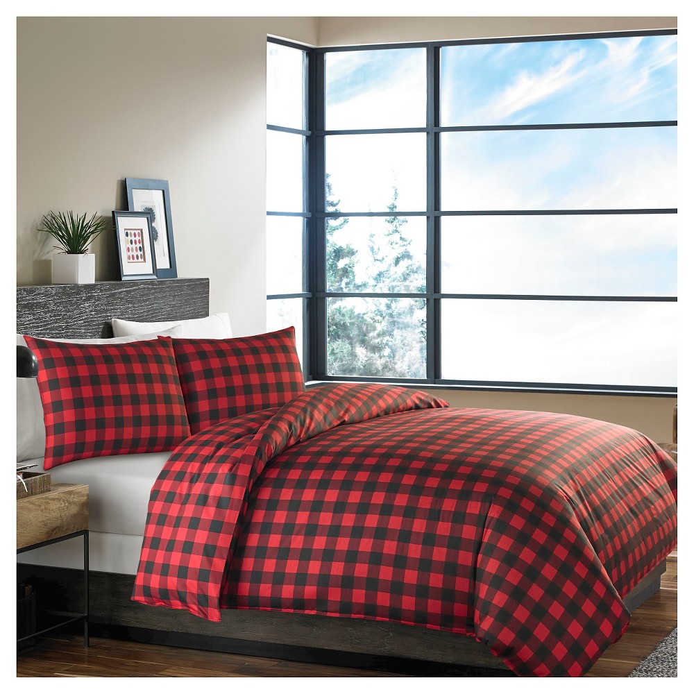 Photos - Bed Linen Eddie Bauer Mountain Plaid Duvet Cover And Sham Set  Red  (Full/Queen)