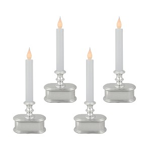 Northlight LED Lighted Window Candles with Base - 9.25" - White and Silver - Set of 4 - 1 of 4
