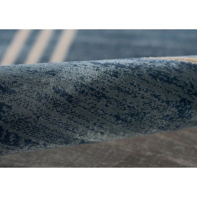 Edi-3 Blue Geometric Wool and Synthetic Rectangular Rug 7'9" x 9'10"