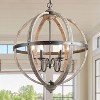 LNC Timeless 6-Light 27" Farmhouse Large Globe Chandelier,Brushed Black and Weathered Gray Wood Tone - 2 of 4
