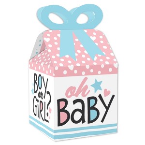 Big Dot of Happiness Baby Gender Reveal - Square Favor Gift Boxes - Team Boy or Girl Party Bow Boxes - Set of 12 - 1 of 4