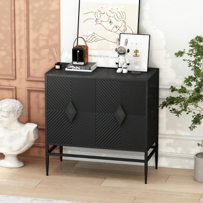 Accent Storage Cabinet Buffet Cabinet With 2 Doors,Kitchen Pantry Cabinet,Wooden Corner Pantry Cabinet With Adjustable Shelves-Maison Boucle