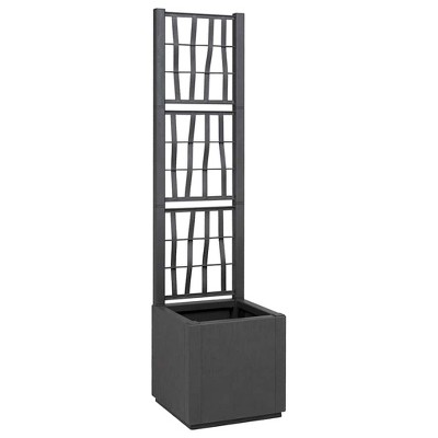 vidaXL Dark Grey Garden Planter with Trellis - 14.2 x 14.2 x 55.1 in.
