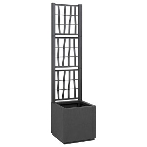 vidaXL Dark Grey Garden Planter with Trellis - 14.2 x 14.2 x 55.1 in. - 1 of 4