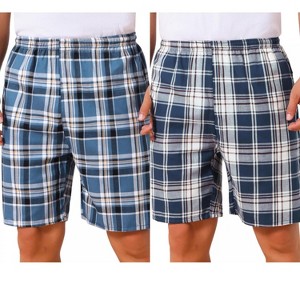 INSPIRE CHIC Men's Summer Lounge Elastic Waist Plaid Sleep Shorts 2 Packs - 1 of 4