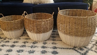 Honey-Can-Do Set of 3 Square Nested Baskets, NA tural ,Natural