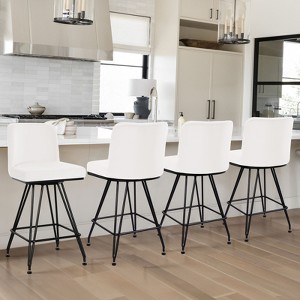 Bekrvio 26" Swivel Counter Height Bar Stools with Back-Faux Leather/Velvet Upholstered, V-Shaped Metal Legs-Modern Counter Stools for Kitchen Island - 1 of 4