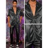 INSPIRE CHIC Men's Metallic Holographic Roll-up Sleeves Button Down Shiny Disco Party Shirts - 4 of 4